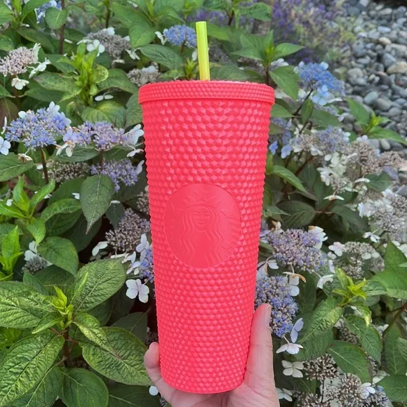 Starbucks Dragonfruit Coral Pink Studded Bling Tumbler Cup Venti 2022 Su… - Picture 2 of 4
